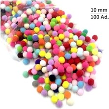 Trendexa Ponpon; 10 Mm, Renkli Ponpon, 100'LÜ Paket, Peluş Ponpon, Minik Ponpon