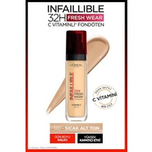 Trendexa Infaillible 32H Fresh Wear C Vitaminli Fondöten; 120 Vanilla | C Vitamini Ile, Taze, Nemli ve Parlayan Cilt, Kalıcı Aşınma, Su ve Transfer Korumalı, Hafif