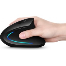 Trendexa Ergonomik Dikey Kablosuz Mouse, 2.4 Ghz USB Alıcı ve Bluetooth, Type-C Şarjlı, 6 Tuşlu, Ayarlanabilir Dpı, Windows Mac Linux Uyumlu, 7043 Siyah