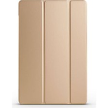 Trendexa Galaxy Tab A9 Plus X210/GALAXY Tab A11+ Uyumlu Smart Cover Tablet Kılıfı, Uyku Modlu Standlı Arka Sert Şeffaf Kapak - Gold