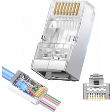 Trendexa PX-660M6 Cat6 Metal RJ45 Jack Utp Konnektör; 100'LÜ Paket Yeni Nesil Ethernet Ağ Kablosu Ucu, Metal Gövdeli Cat6 RJ45 Plug, Network Lan Internet Kablosu Sonlandırma Konnektörü