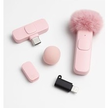 Trendexa Pembe Kablosuz Yaka Mikrofonu (Tekli); Tak Çalıştır, Ios Iphone Uyumlu, 6-8 Saat Kullanım (1 Adet) Pembe Tek Ebat