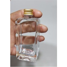 Trendexa 3 Adet Gold Kapaklı Kolonya Şişesi, Doldurulabilir Cep Tipi Cam Parfüm Şişesi 50 ml SPREYLISE065