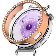 Trendexa Kılıf, Huawei Watch Gt6 41 mm ile Uyumlu Kristal Taşlı Kasa Koruyucu Rose Gold