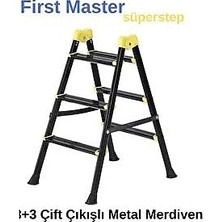 Trendexa 3+3 Basamaklı Çift Çıkışlı Metal Merdiven, 150 kg Taşıma Kapasiteli