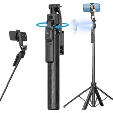 Trendexa C17 Tripod, 360° Otomatik Rotasyon, Quadrapod Selfie Çubuğu, Aı Yüz Takibi, 163 Cm, Siyah