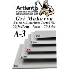 Trendexa A3 Mukavva Gri 2 mm 20 Adet 1 Paket 29.7X42 cm A-3 Mukavva 2,0 mm Kalınlığında A-3 Mukavva