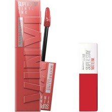 Trendexa Super Stay Vinyl Ink Likit Parlak Ruj 15 Peachy ve Mini Super Stay Matte Ink Likit Mat Ruj 20 Pioneer Makyaj Seti