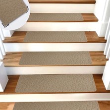 Trendexa Kendinden Yapışkanlı Kaydırmaz Merdiven Halısı; Keçe Yıkanabilir Basamak Paspası, 22X75 Cm, Devetüyü (15 Adet)