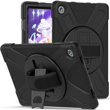 Trendexa Lenovo ile Uyumlu Tab M10 Plus TB-125F - TB-128F 3. Jenerasyon Stsr Defender Tablet Silikon Kılıf, Siyah