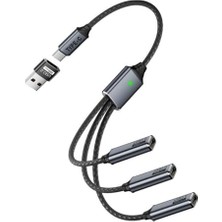 Trendexa 3'lü Type-C Çoklayıcı, 25 Cm, Hızlı Şarj, 480 Mbps Veri Aktarımı, 3 cc