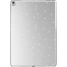 Trendexa iPad 10.2 2021 (9.nesil) ile Uyumlu Simli Parlak Görünümlü Sbt Tablet Koton Kılıf - Gümüş - Beyaz 1