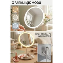 Trendexa Yuvarlak Işıklı Mini Makyaj Aynası 3 Farklı Işık Modu 18 cm Beyaz