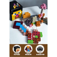 Mc Blok Steve Kutulu Minecraft Manyetik Blok Seti - 300 Parça + 15 Karakter