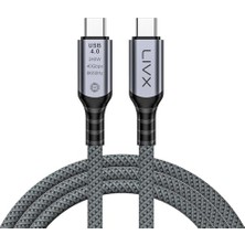 Trendexa Fast USB 4.0 40GBPS, 240W, 8K60Hz Usb4.0 Usb-C Kablosu 1 Metre Gri Klv-01 USB40