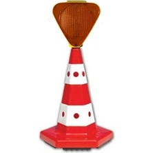 Trendexa Lamba, Kedi Gözlü Trafik Konisi 54 cm + Solarlı Flaşör (Sarı)