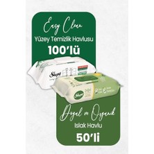Trendexa Doğal Organik Islak Mendil 50'li ve Temizlik Havlusu 100'LÜ