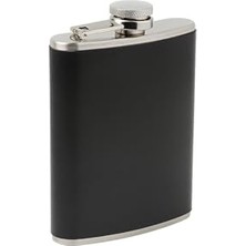 Trendexa RD55 Siyah Deri Kaplı Çelik Içki Matarası, 240 ml 8 Oz