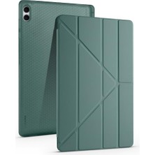 Trendexa Galaxy Tab S11 Ultra Uyumlu Koyu Yeşil Tablet Kılıfı; Kalem Bölmeli, Standlı Tri-Folding Tasarım
