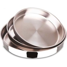 Trendexa Tepsi, Paslanmaz Çelik 3'lü Yuvarlak Fırın Seti Smal&large 22-30-42 cm Kromaj Çelik Çok Amaçlı Kullanım