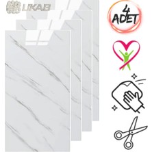 Ukab Dekor Kendinden Yapışkanlı Mermer Seramik Desenli Köpük Pvc Duvar Paneli (30X60 cm - 4 Ade