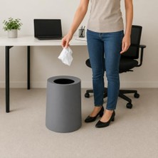 Trendexa Çöp Kovası, 12 L, Modern Ofis Mutfak Banyo ve Oda Için Pratik Tasarımlı Plastik Atık Kutusu, Yuvarlak Dekoratif Çöp Kutusu (Antrasit), Kapaksız