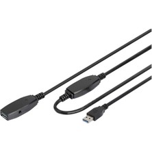 Trendexa Aktif USB 3.0 Uzatma Kablosu; 10 M, 5 Gbps Aktarım Hızı, Tak ve Çalıştır, Hotswap, LED Fonksiyon Göstergesi, Siyah