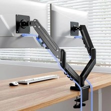 Adornist Monitör Kolları ve Standı Siyah Çift Monitör Kolu 17-32 Inç Çelik 2’li Monitör Tutucu Vesa Uyumlu 360° Döner