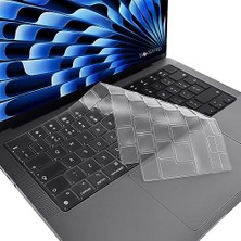 Trendexa Kılıf, Apple MacBook Air 15 Inç M2 M3 M4 M5 (A2941 A3114 A3241 A3448) ile Uyumlu Türkçe Q Şeffaf Silikon Klavye Koruyucu Ince ve Esnek