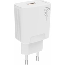 Trendexa 18W 3.0A Hızlı Şarj Adaptörü Tek Başlık Beyaz KDR-40B