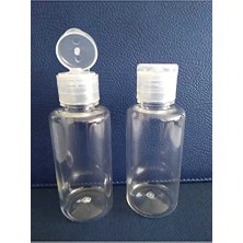 Trendexa Paradise 100 Adet Şeffaf Plastik Fliptop Kapaklı Pet Likit Dezenfektan Kozmetik Şişesi 50 ml