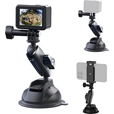 Trendexa Alüminyum Alaşımlı Araç Vantuz Montajı; Hero 13 12 11 10 9 8 Djı Osmo Action 5 Pro 4 3 Insta 360 X5 X4 Huawei iPhone Mobil Telefon Kameraları Için, Telefon Tutacılı Araç Ön Cam Montajı