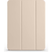 Trendexa iPad Pro 11 2024 Uyumlu Gold Sert Şeffaf Arka Kapaklı, Uyku Modlu Standlı Tablet Kılıfı
