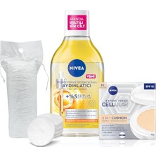 Trendexa Micellar Makyaj Temizleme Suyu 400 ml ve Cellular Expert Cushion Yüz Güneş Krem; Orta Ton, Pamuk Hediye