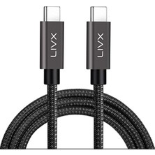 Trendexa Solid 100W 5A Type C To Type C Hızlı Şarj ve Data Kablosu Halat Örgülü Space Gray Mbt 2 Metre