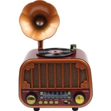 Trendexa MD-1319BT Nostaljik Gramofon Tasarımlı Şarjlı Bluetooth Radyo, Fm/am/usb/aux, Koyu Kahve