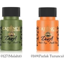 Trendexa Boya Dora Metalik Boya 50 ml 2'li Set (Parlak Turuncu, Malahit) Tek Ebat