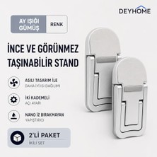 Trendexa Taşınabilir Laptop Standı, Gümüş, Nano Yapışkanlı, Isı Dağıtıcı, 2 Kademeli Açı Ayarlı, 2'li Set