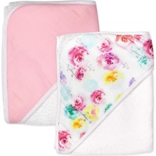 Unisex Bebek 2'li Paket Organik Pamuk Kapüşonlu Havlu Bandana, Gül Çiçeği, Tek Beden Abd