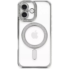 TeknoKapsül Apple Iphone 16 Plus Kılıf Joke Simli Magneticsafe Kılıf - Gümüş
