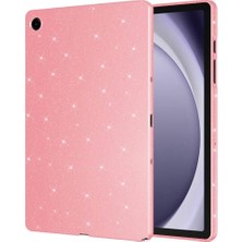 Trendexa Galaxy Tab A9 Plus ile Uyumlu Simli Parlak Görünümlü Koton Tablet Kılıfı Pembe