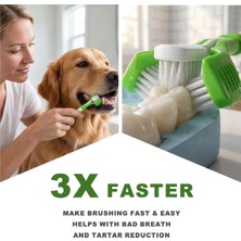 Köpek Diş Fırçası Seti, Üçlü Kafa Köpek Diş Fırçaları, Çift Kafa Diş Fırçası, Parmak Kauçuk Diş Fırçaları, Köpek Kedi Ağız Diş Sağlığı Için Çok Açılı