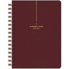 Trendexa 2026-2027 A5 Keten Akademik Ajanda Spiralli 15X21 cm - 17 Aylık Bordo