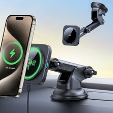 Trendexa 15W Magsafe Manyetik Kablosuz Araç Montaj Şarj Cihazı, iPhone 17-12 Için Hızlı Şarj, Gösterge Paneli/ön Cam Vantuz, Galaxy S25/S26 Serisi, Pixel 10