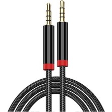 Trendexa AU-708 Siyah 3.5 mm 3 M Örgü Aux Ses Kablosu