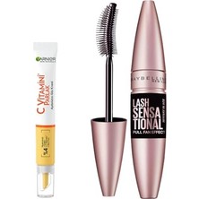Trendexa Lash Sensational Yelpaze Etkili Intense Black Maskara - Ekstra Siyah & C Vitamini Parlak Aydınlatıcı Göz Kremi Set