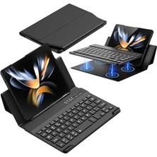 Trendexa Galaxy Z Fold 5/6/7 Uyumlu Standlı Bluetooth Klavyeli Keyboard Kapak, Siyah