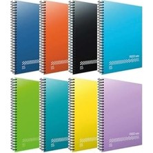 Trendexa Defter; Fresco A4 96 Yaprak Spiralli Seti, 2 Kareli 2 Çizgili, Plastik Kapak, 4 Adet, Karışık Renkler