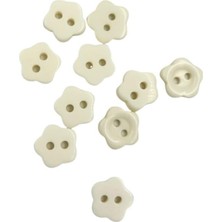 Trendexa 10 Adet 10 mm Çiçek Düğme (Krem)