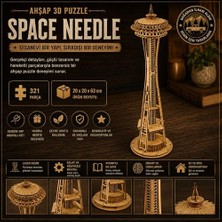 Trendexa Algwooddesign Space Needle Ahşap Maket Seti 321 Parça, Dıy 3D Puzzle Seattle Kulesi Koleksiyoner Modeli